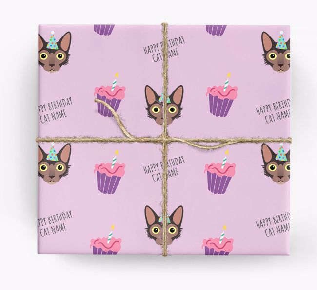 'Happy Birthday - Cupcakes' - Personalised {breedFullName} Wrapping Paper